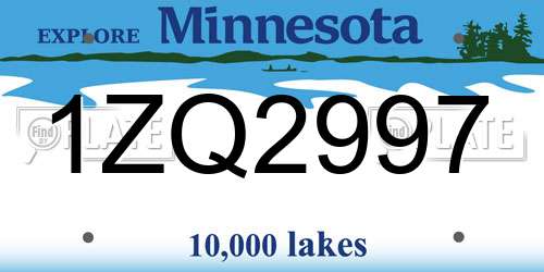 1ZQ2997 Minnesota License Plate