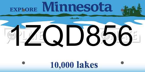 1ZQD856 Minnesota License Plate