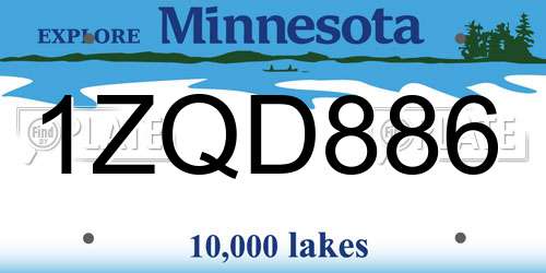 1ZQD886 Minnesota License Plate