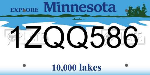 1ZQQ586 Minnesota License Plate