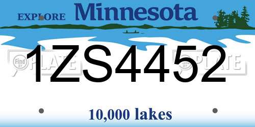 1ZS4452 Minnesota License Plate