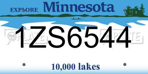 1ZS6544 Minnesota License Plate