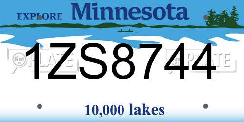 1ZS8744 Minnesota License Plate