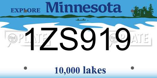 1ZS919 Minnesota License Plate
