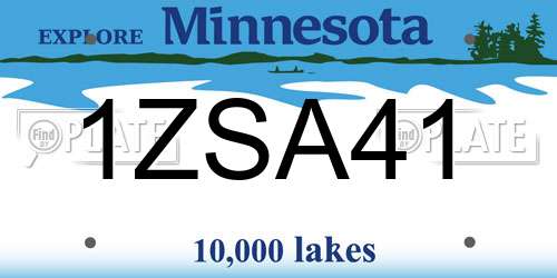 1ZSA41 Minnesota License Plate