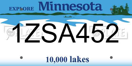 1ZSA452 Minnesota License Plate