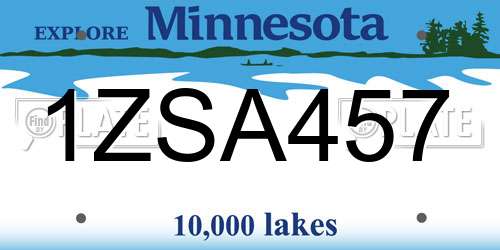 1ZSA457 Minnesota License Plate