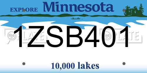 1ZSB401 Minnesota License Plate