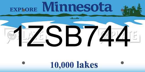 1ZSB744 Minnesota License Plate