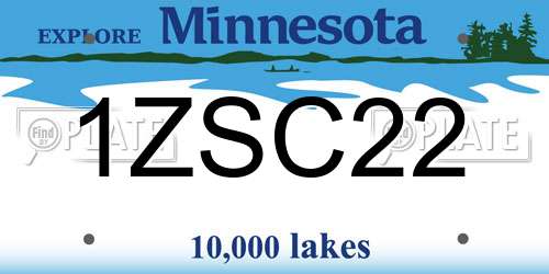 1ZSC22 Minnesota License Plate