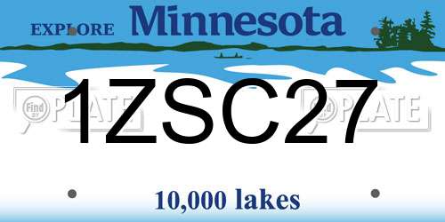 1ZSC27 Minnesota License Plate