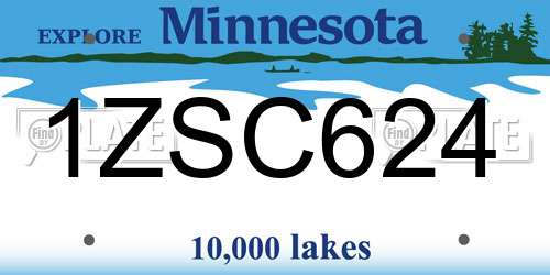 1ZSC624 Minnesota License Plate