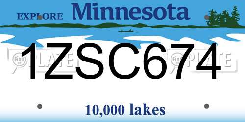 1ZSC674 Minnesota License Plate