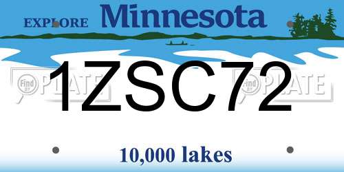 1ZSC72 Minnesota License Plate