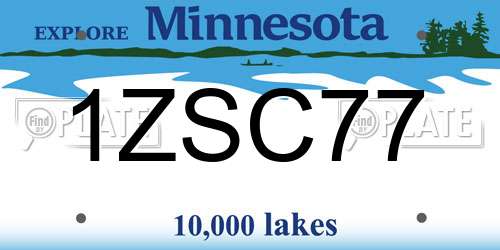1ZSC77 Minnesota License Plate
