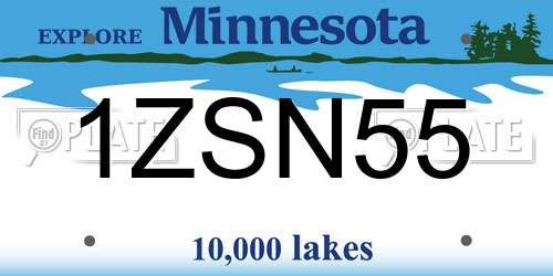 1ZSN55 Minnesota License Plate