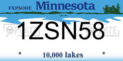 1ZSN58 Minnesota License Plate