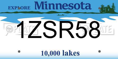 1ZSR58 Minnesota License Plate