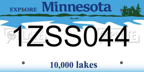 1ZSS044 Minnesota License Plate
