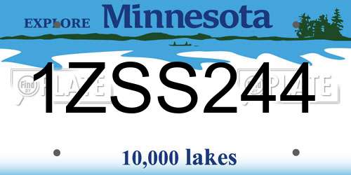 1ZSS244 Minnesota License Plate