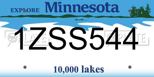 1ZSS544 Minnesota License Plate