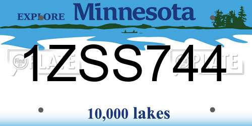 1ZSS744 Minnesota License Plate