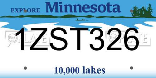 1ZST326 Minnesota License Plate