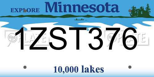 1ZST376 Minnesota License Plate