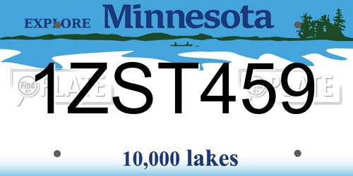 1ZST459 Minnesota License Plate