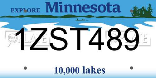 1ZST489 Minnesota License Plate
