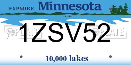 1ZSV52 Minnesota License Plate