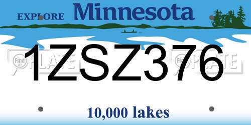 1ZSZ376 Minnesota License Plate