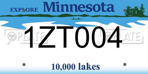 1ZT004 Minnesota License Plate