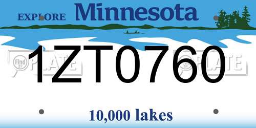 1ZT0760 Minnesota License Plate