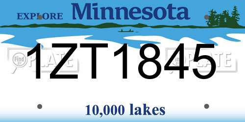 1ZT1845 Minnesota License Plate
