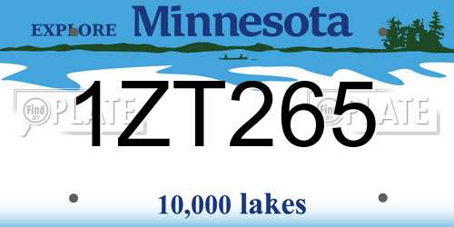 1ZT265 Minnesota License Plate