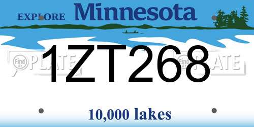 1ZT268 Minnesota License Plate