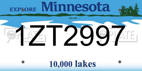 1ZT2997 Minnesota License Plate