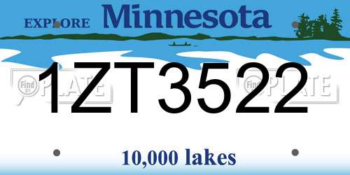 1ZT3522 Minnesota License Plate