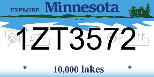 1ZT3572 Minnesota License Plate