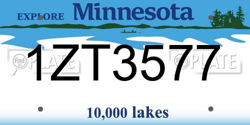 1ZT3577 Minnesota License Plate