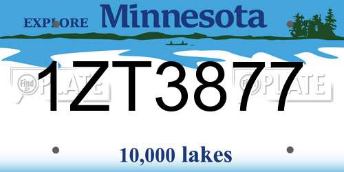 1ZT3877 Minnesota License Plate