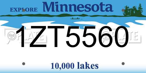 1ZT5560 Minnesota License Plate