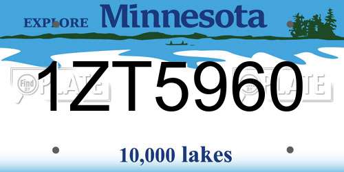 1ZT5960 Minnesota License Plate