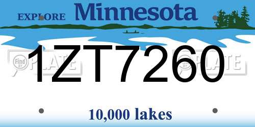 1ZT7260 Minnesota License Plate