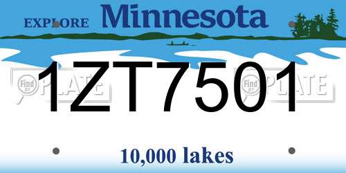 1ZT7501 Minnesota License Plate