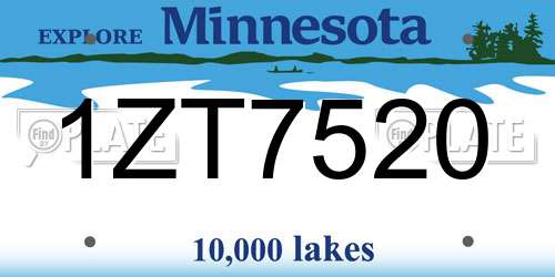 1ZT7520 Minnesota License Plate