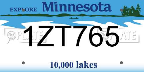 1ZT765 Minnesota License Plate