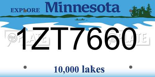 1ZT7660 Minnesota License Plate
