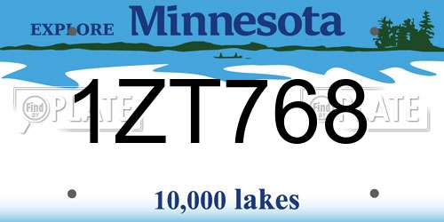 1ZT768 Minnesota License Plate
